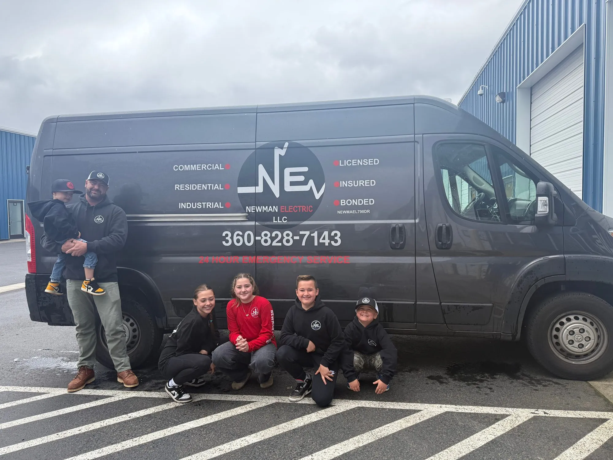 Newman Electric box truck at a commercial generator installation