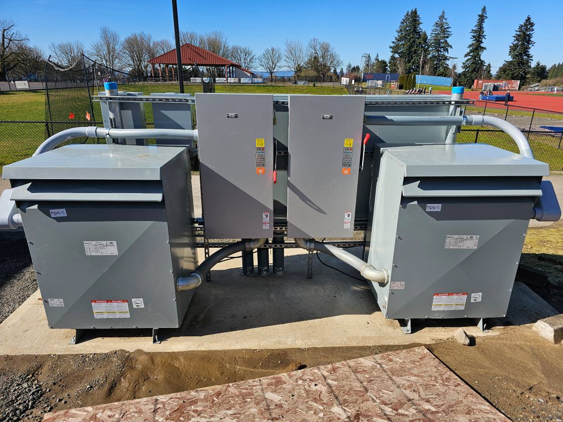 Power distribution switchgear and transformers installed by Newman Electric